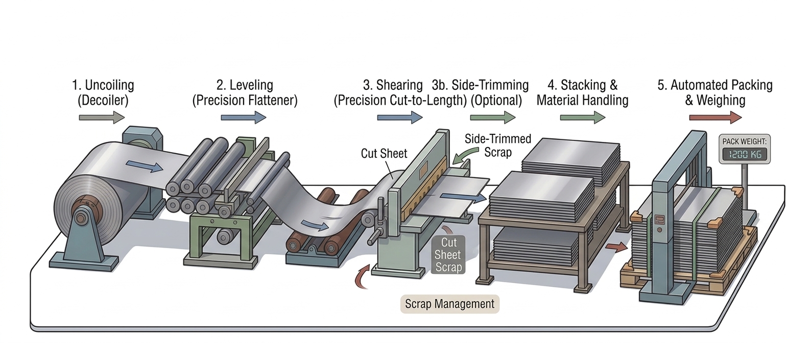 cut to length line working flow