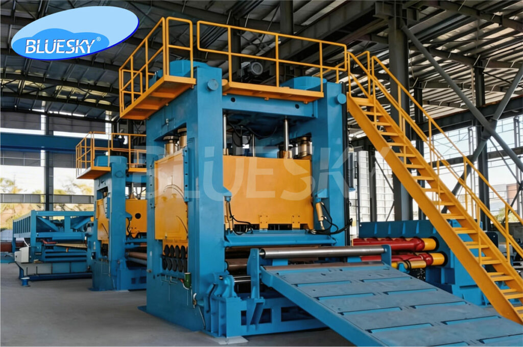 Automatic metal cut to length line machine in the manufacturing factory